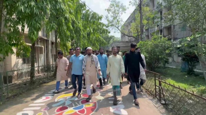 আওয়ামী লীগ নিষিদ্ধের দাবিতে পবিপ্রবিতে বিক্ষোভ মিছিল
