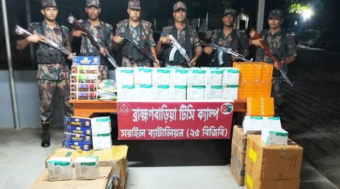 ব্রাহ্মণবাড়িয়ায় ৩৯ লাখ টাকার ভারতীয় চোরাচালানি পণ্য জব্দ